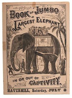 Book of Jumbo, Largest Elephant In or Out of Captivity, 1882 Program 
