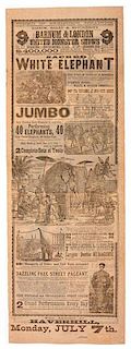 Jumbo, Giant of the Elephant Race, Barnum & London Show Broadside, 1884 