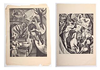 Florence Kent (American, 1917-1989) Two Lithographs