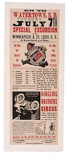 Ringling Brothers Circus / Minneapolis & St. Louis Railroad Broadside 