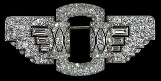 Signed LaCloche Art Deco Diamond Brooch