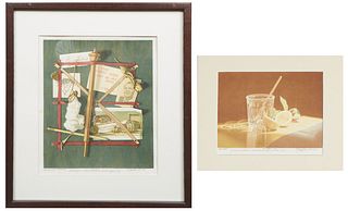 Joe Price (1935-2019, American), Two Prints, "Homage: Studio Rackboard," 1985, silkscreen, A/P V/X, signed, dated, editioned and inscribed in pencil a