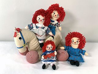 RAGGEDY ANN AND ANDY DOLLS WITH RAGGEDY CAMEL