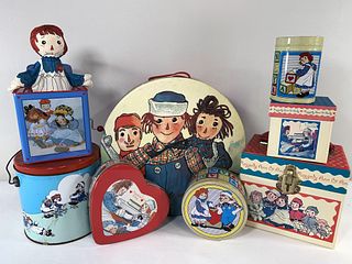 RAGGEDY ANN AND ANDY BOXES AND TINS