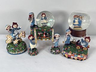 RAGGEDY ANN AND ANDY MUSIC BOXES AND SNOW GLOBES