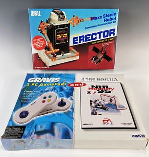 MAXX STEELE ROBOT ERECTOR SET AND GRAVIS PC GAMEPADS