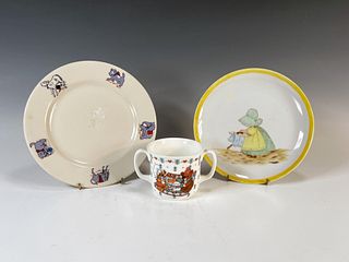 TWO CHILDRENS PLATES & CUP