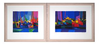 (2) MARCEL MOULY Sailboat Lithographs, Signed