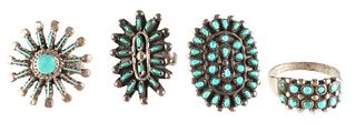 Turquoise Needlepoint Native American Rings