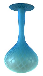 Antique Mt. Washington Tall Blue Glass Vase