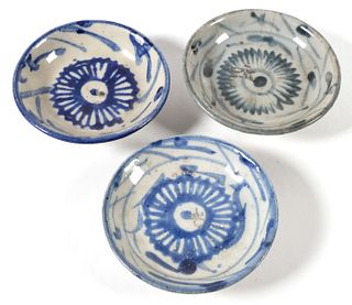 Small Antique Chinese Blue White Sauce Plates