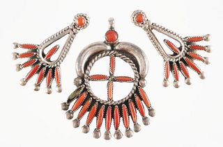 Southwest Zuni Pendant and Earrings
