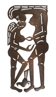 SERGE JOLIMEAU, Haitian Metal Wall Sculpture, Nude