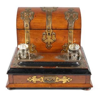 Antique Inkwell and Letter Box Desk Set