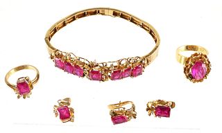 Vintage 14K and Ruby Jewelry Set