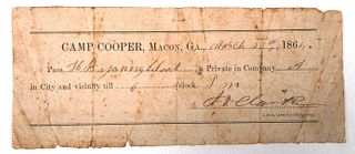 1865 Confederate Order for Furlough