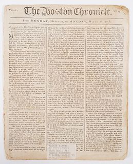 1768 Colonial Newspaper The Boston Chronicle
