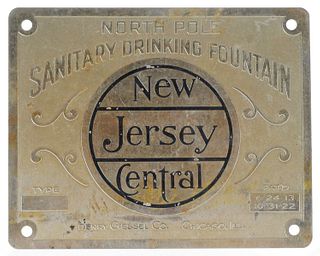 Vintage New Jersey Central Drinking Fountain Sign