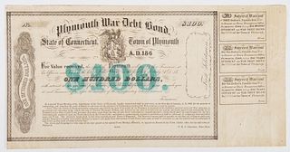 CIVIL WAR Plymouth War Debt Bond $100
