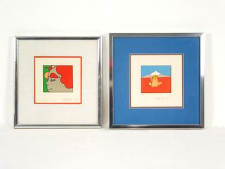 (2) Peter Max lithographs, Sage by Mt. Fuji & Profile.