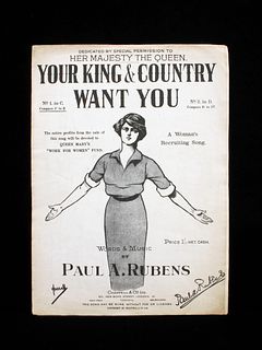 YOUR KING & COUNTRY WANT YOU SONG WWI SHEET MUSIC