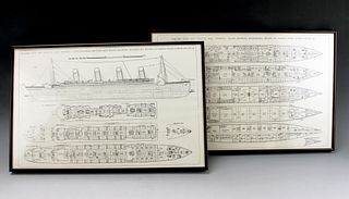 TWO FRAMED TITANIC LAYOUT PLANS