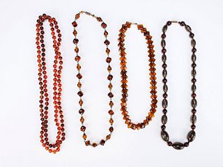 AMBER COLORED COSTUME BEAD NECKLACES 