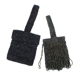 TWO VINTAGE WRIST STRAP BEADED PURSES BAGS