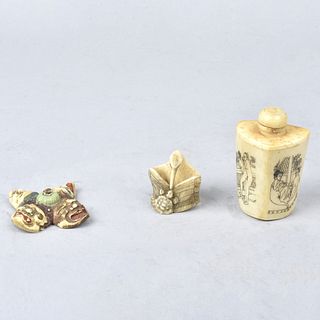 Three Japanese Carved Tableware