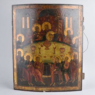 19/20th C. Russian Wooden Icon
