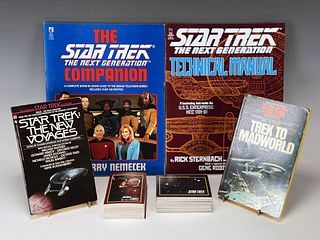 LOT OF STAR TREK BOOKS AND TRADING CARDS