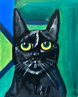 Yevgeniy Kievskiy - Black Cat on Blue Green