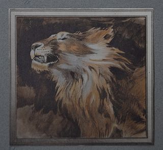 Eugene Delacroix - Lion profile