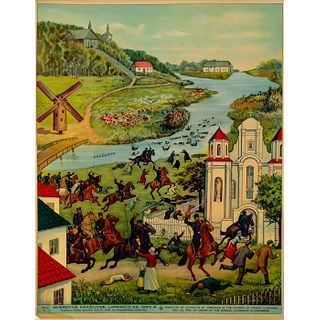 Vintage Poster, Massacre of Catholics by Cossacks