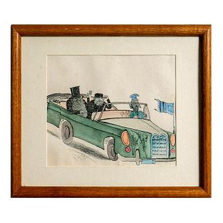 Humorous Vintage Judaica Signed Lithograph