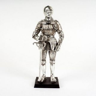 Veronese Silver Finish Armor Sculpture, Medieval Knight