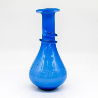 Vintage Art Glass Vase, Cased Blue over White