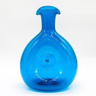 Vintage Art Glass Vase, Cerulean Blue