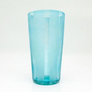 Vintage Art Glass Vase, Frosted Stripe