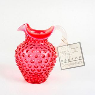 Vintage Handmade Fenton Cranberry Opalescent Vase