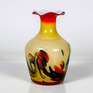 Vintage Art Glass Vase, Multicolor