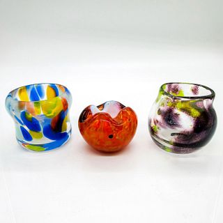 3pc Grouping of Vintage Art Glass Miniature Vases