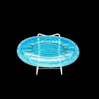 Vintage Blue Glass Oval Dish