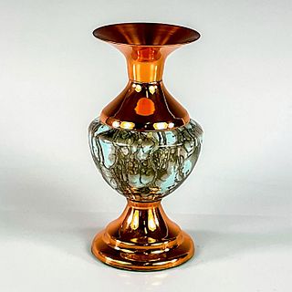 Mid-Century Modern Delft Marbled Glaze Copper Candle Stand