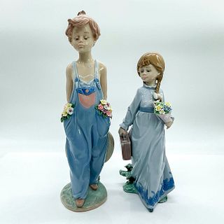 2pc Lladro Figurines, Boy and Girl
