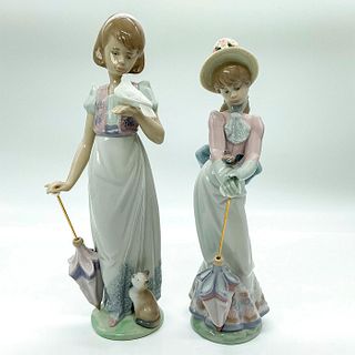 2pc Lladro Figurines, Garden Song 7618, Summer Stroll 7611