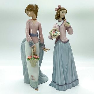 2pc Lladro Figurines, Ladies with Flowers