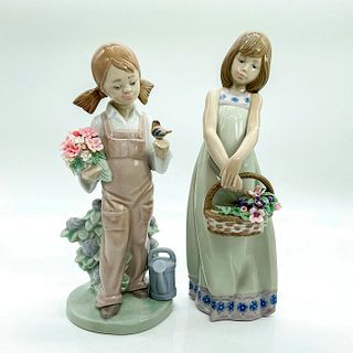 2pc Lladro Figurines, Spring 5217, Floral Treasures 5605