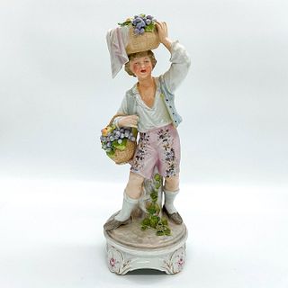 Antique Meissen Figurine, Boy Carrying Fruit Baskets