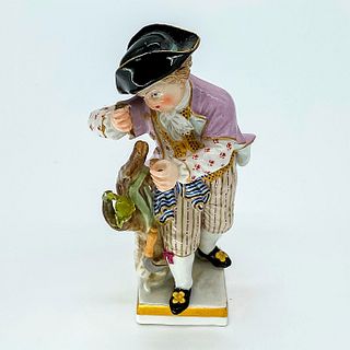Antique Meissen Miniature Figurine, Boy Carving Tree